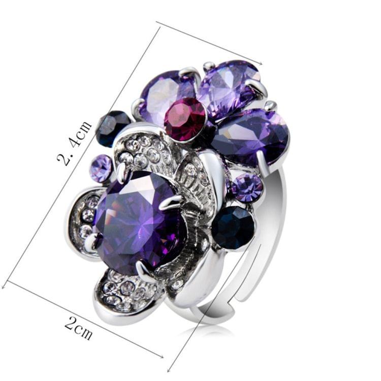 Silver Plated Zircon Inlay Purple Crystal Ring for Women(Silver with Diamond, US, Size: 6)