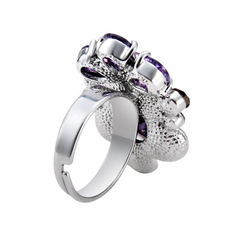 Silver Plated Zircon Inlay Purple Crystal Ring for Women(Silver with Diamond, US, Size: 6)