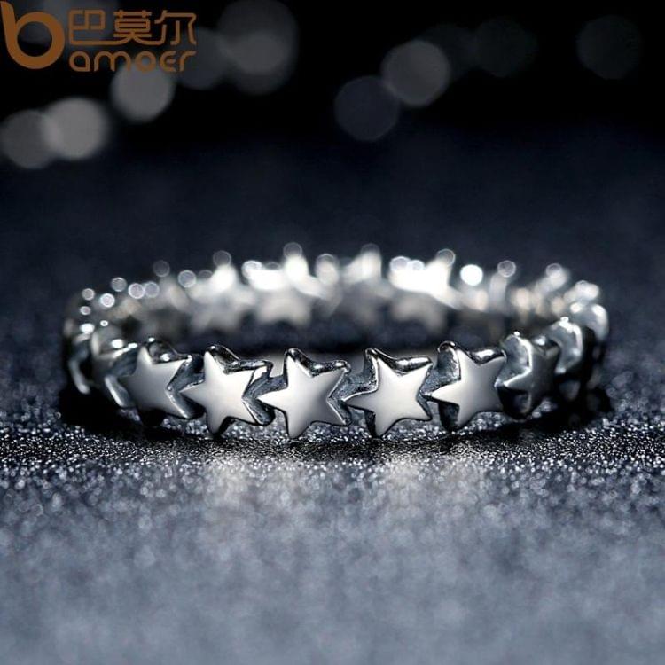 Star Shape Women 925 Sterling Silver Jewelry, Ring Size:6