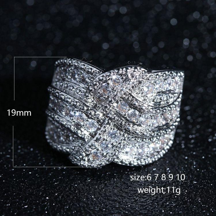 Women Fashion Luxury Zircon Stone Rings, Ring Size:6