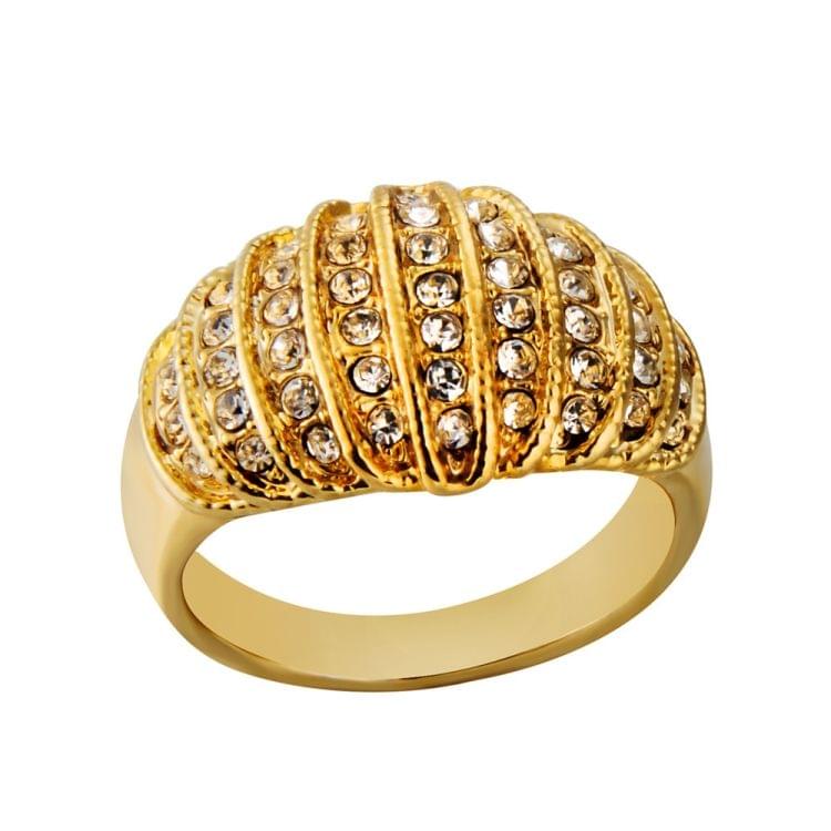 Fashion Gold-Plated Layered with Rhinestone Ring for Women(Gold with Diamond, US, Size: 6)