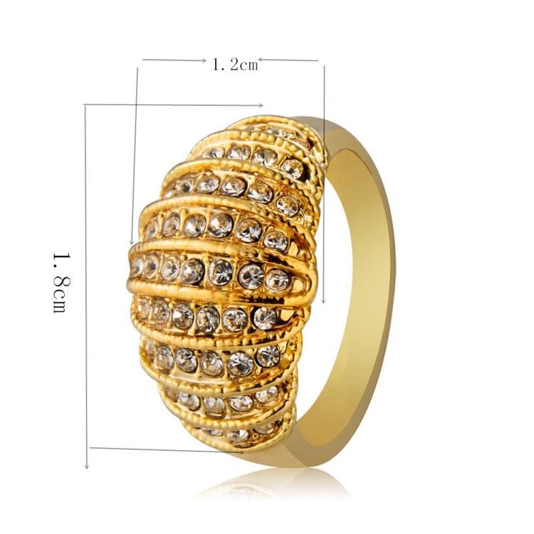 Fashion Gold-Plated Layered with Rhinestone Ring for Women(Gold with Diamond, US, Size: 6)