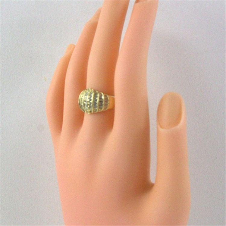 Fashion Gold-Plated Layered with Rhinestone Ring for Women(Gold with Diamond, US, Size: 6)