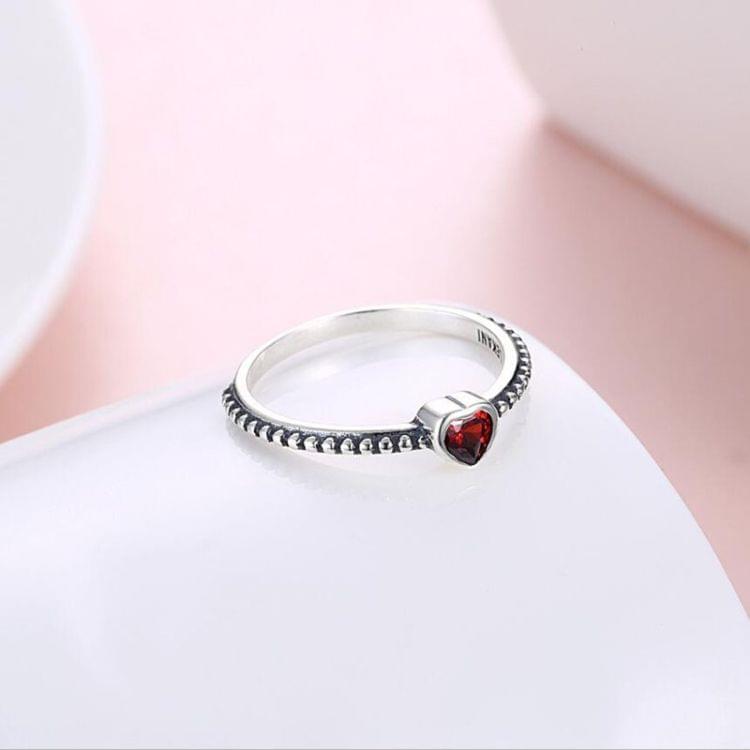 Fashion Color Love Heart Ring with Zircon for Women Wedding Jewelry, Ring Size:6(Red)