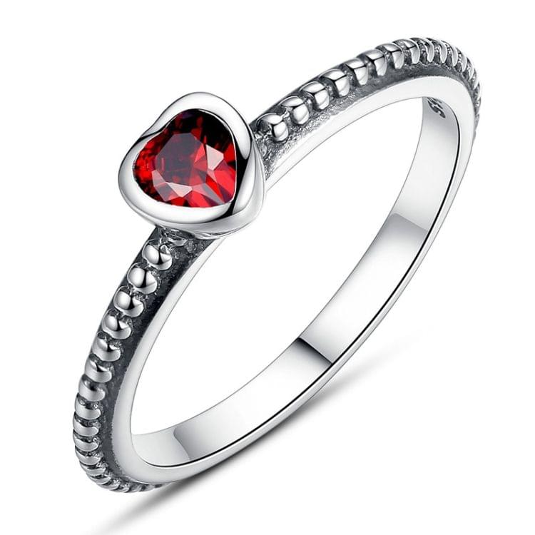 Fashion Color Love Heart Ring with Zircon for Women Wedding Jewelry, Ring Size:6(Red)