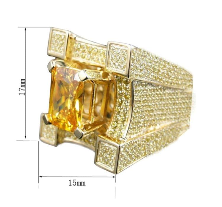 Men Luxurious Microencrusted Zircon Ring, Ring Size:6(Silver)