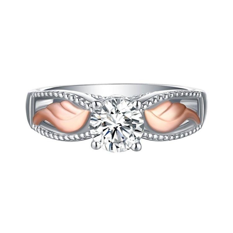 Sample Style Zircon Angel Of Wing Part Rose Gold Ring Alloy Double Color Crystal Ring, Ring Size:6