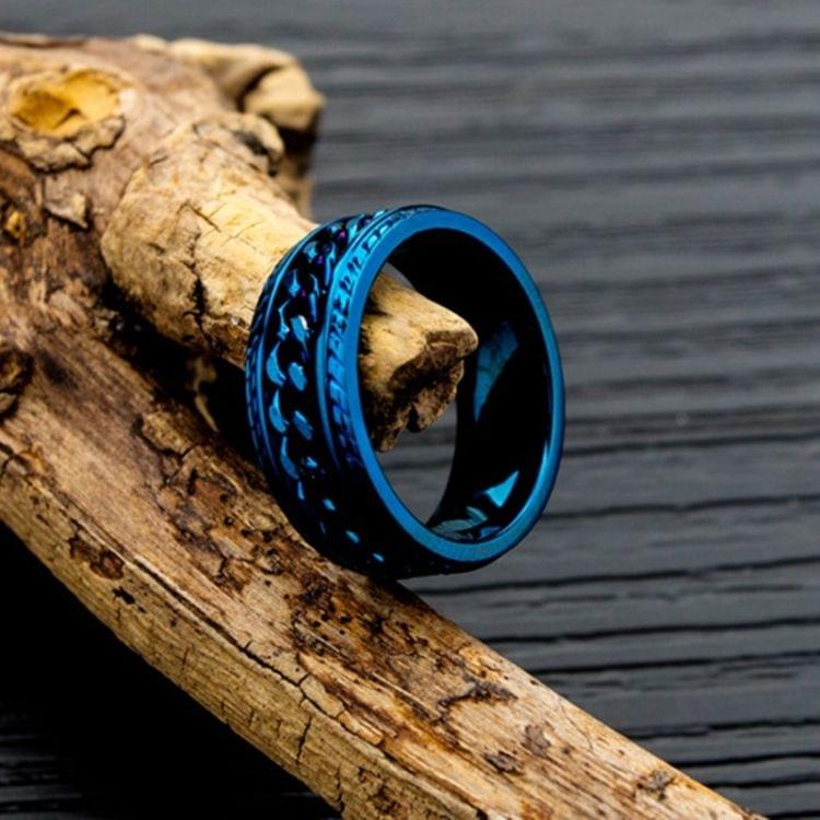 OPK Titanium Steel Personality Trend Hip Hop Ring for Men (Color:Blue Size:11)
