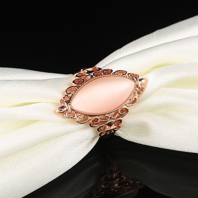 Women Vintage Ethnic Style Waterdrops Opal Oval Ring, Ring Size:6(Rose gold)