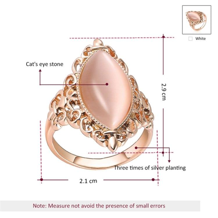 Women Vintage Ethnic Style Waterdrops Opal Oval Ring, Ring Size:6(Rose gold)