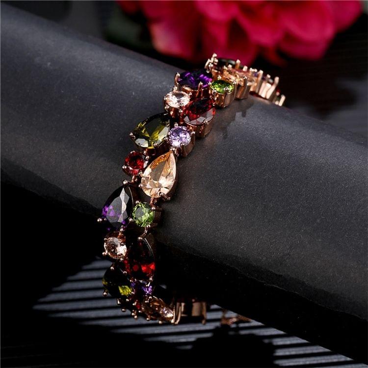 18cm Fashion Mona Lisa Rose Gold Colorful Zircon Bead Bracelets