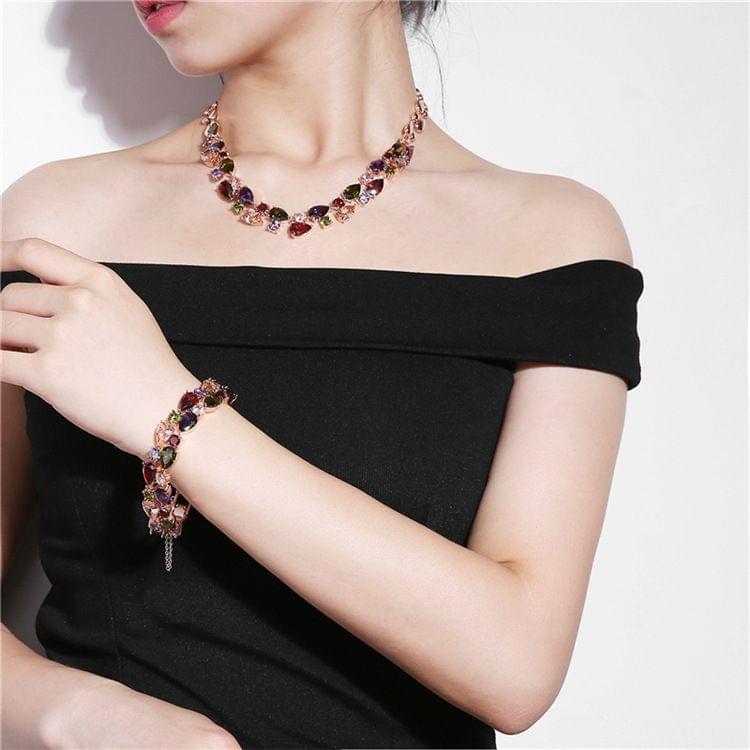 18cm Fashion Mona Lisa Rose Gold Colorful Zircon Bead Bracelets