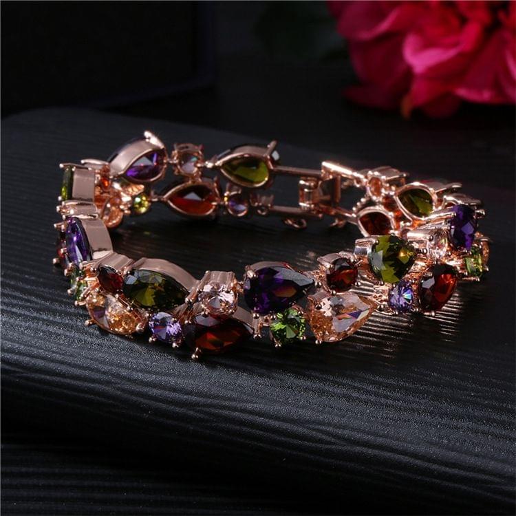 18cm Fashion Mona Lisa Rose Gold Colorful Zircon Bead Bracelets