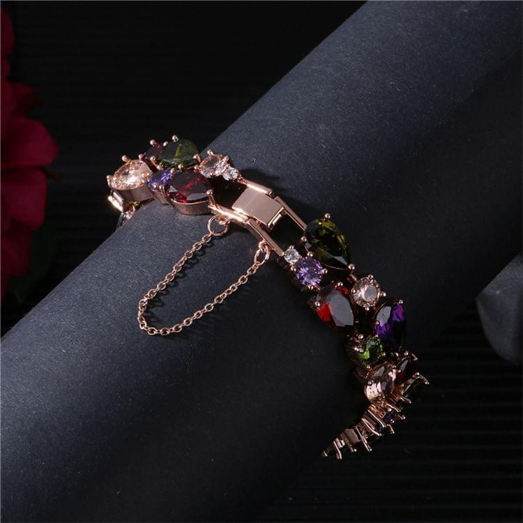 18cm Fashion Mona Lisa Rose Gold Colorful Zircon Bead Bracelets