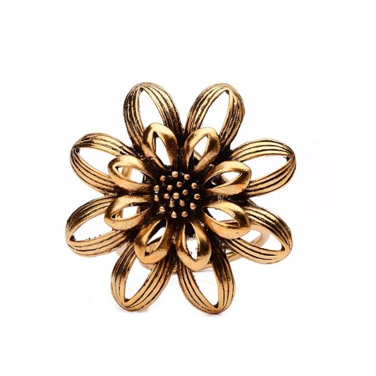 Retro Flower Three-Ring Silk Scarf Button(Gold)