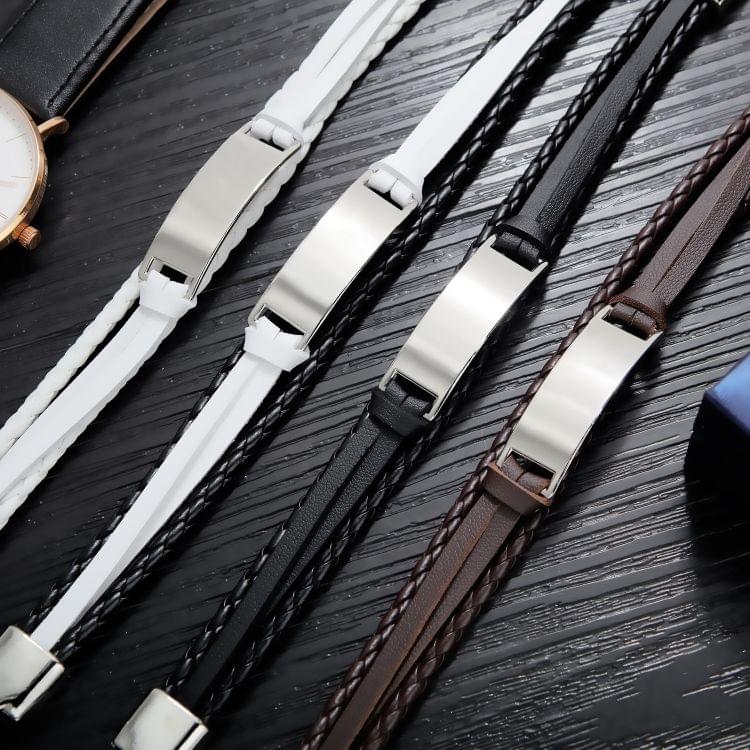 OPK Simple and Wild Fashion Bracelet Multilayer Woven Leather Bracelet for Men(Black White)