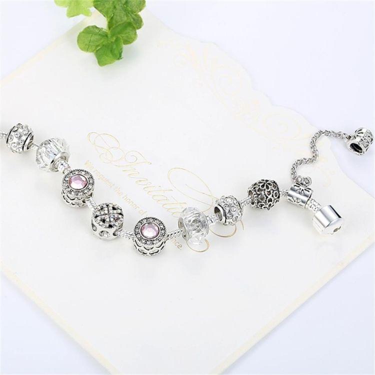 2 PCS Women Fashion Simple Panjia Opal Crystal Alloy Bracelet, Length:18cm(Silver)