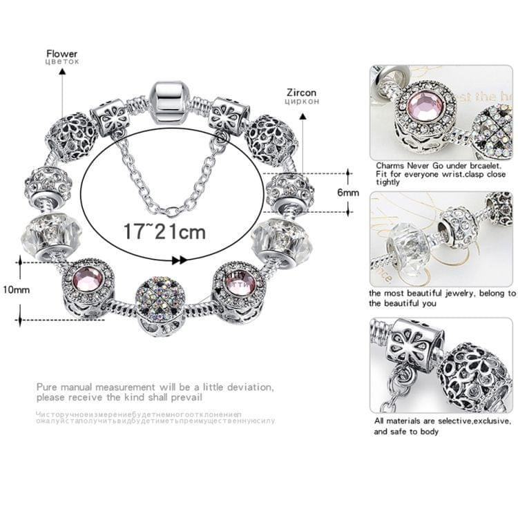 2 PCS Women Fashion Simple Panjia Opal Crystal Alloy Bracelet, Length:18cm(Silver)