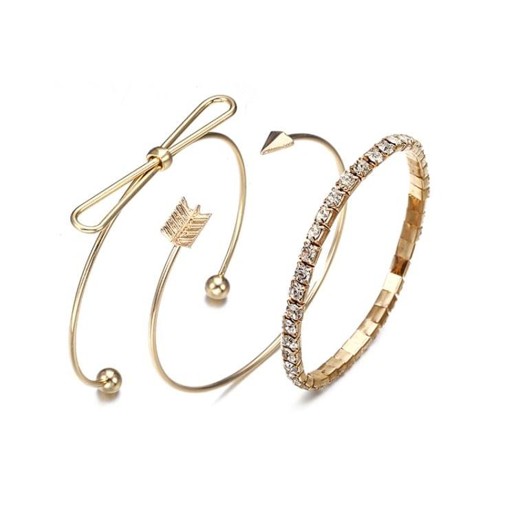 Gold Color Leaf Snowflake Deer Antlers Open Adjustable Cuff Bangles Set For Women