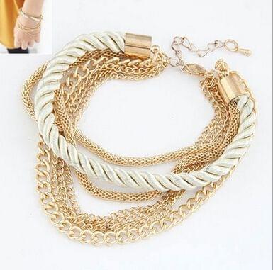 Fashion Multilayer Charm Bracelet Exaggerated Handwoven Rope Bracelet(Black)