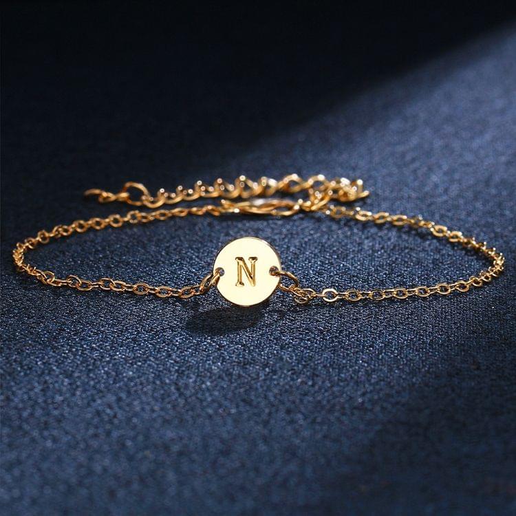 3 PCS N Letter Gold Color Bracelet and Bangle for Woman Adjustable Simple Bracelets