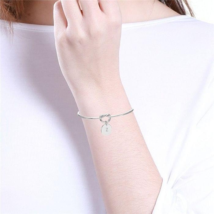 10 PCS Alloy Letter Q Bracelet Snake Chain Charm Bracelets(Rose Gold)