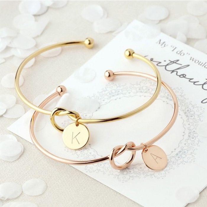 10 PCS Alloy Letter Q Bracelet Snake Chain Charm Bracelets(Rose Gold)