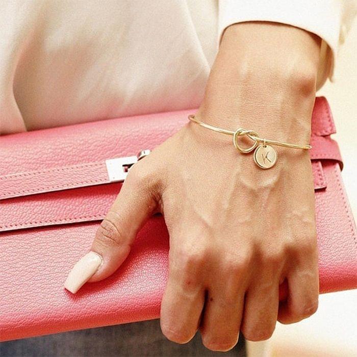 10 PCS Alloy Letter Q Bracelet Snake Chain Charm Bracelets(Rose Gold)