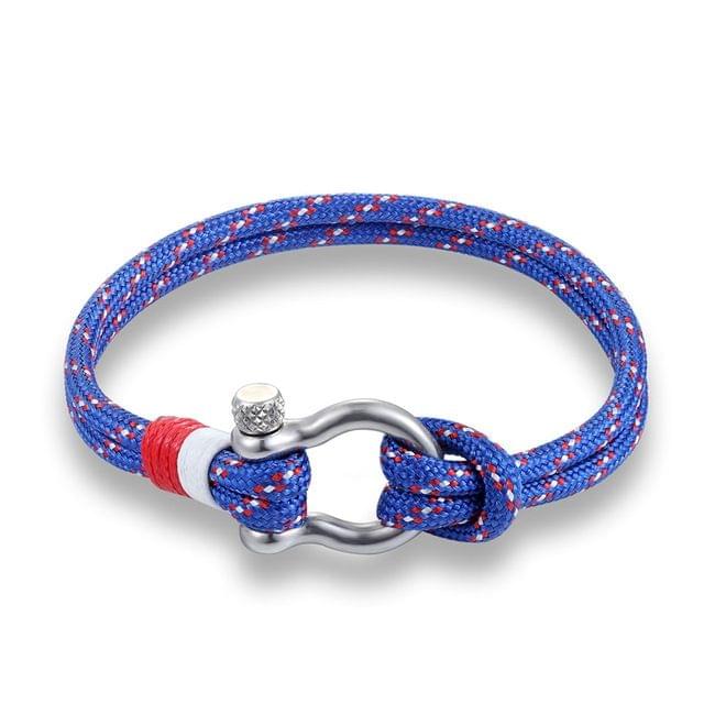 Navy Style Sport Camping Parachute Cord Survival Bracelet with Stainless Steel Shackle Buckle(Blue)