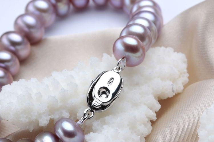 Women Natural Freshwater Pearl Bracelets Jewelry, Length:7-8mm(white pearl)