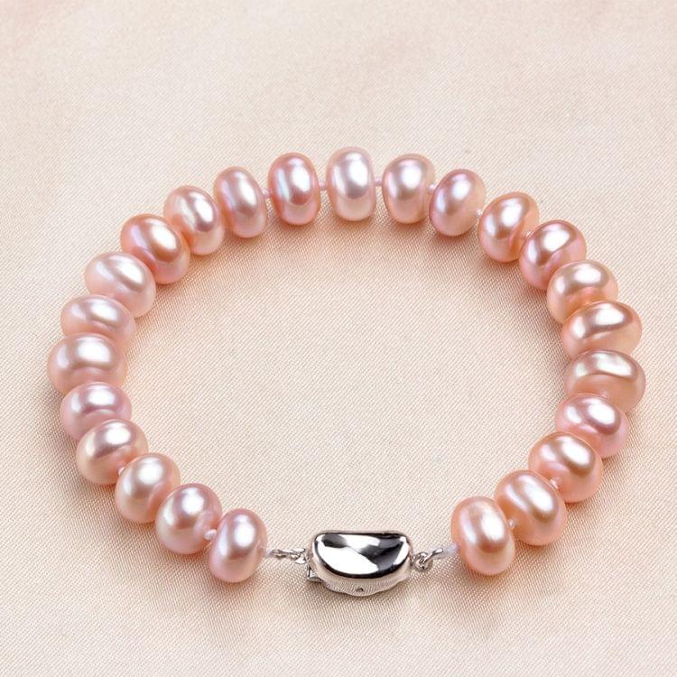 Women Natural Freshwater Pearl Bracelets Jewelry, Length:7-8mm(white pearl)