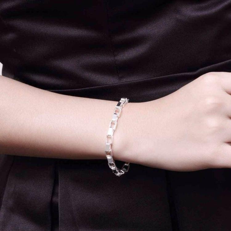 Jewelry Silver Plated Jewelry Creative Exquisite Big long Checkered Bracelet(Silver)