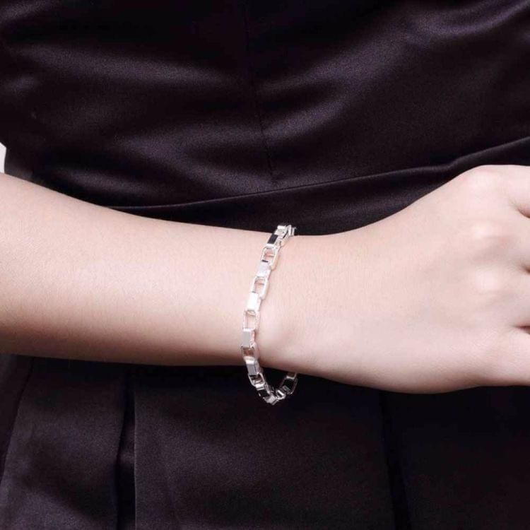 Jewelry Silver Plated Jewelry Creative Exquisite Big long Checkered Bracelet(Silver)