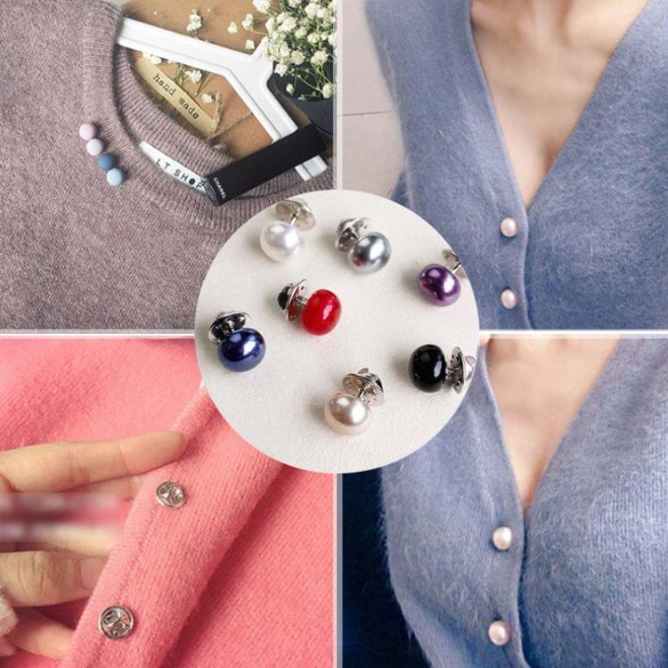 10 PCS Versatile Pearl Stud Buckle Anti-light Collar Buttonigan Shawl Pin Needle Diy Scarf Collar Pin Brooch Pin(Sliver)