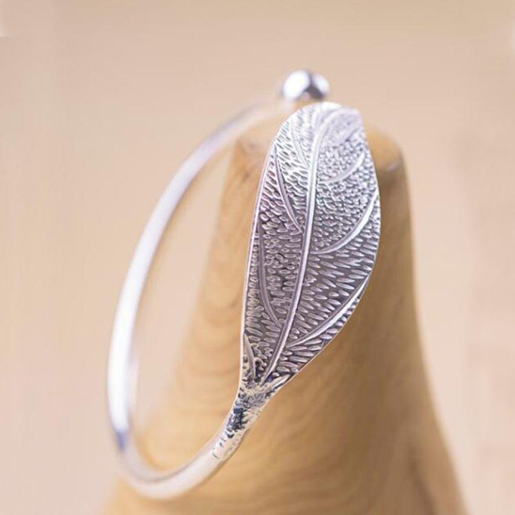 Leaf Cuff Open Bracelets Bangles Women Vintage Silver Jewelry Luxury Bracelet(Silver)