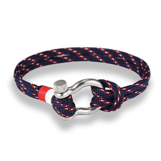 Navy Style Sport Camping Parachute Cord Survival Bracelet with Stainless Steel Shackle Buckle(Black)