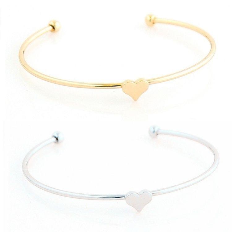 4 PCS/Set Punk Retro Charm Simple Moon Star Heart Crystal Elasticity Bracelet(Silver)