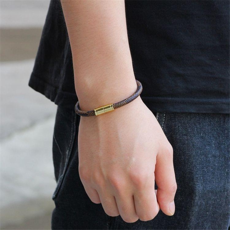 3pcs Stripe Leather Gold Magnet Bracelets Bracelet(brown)