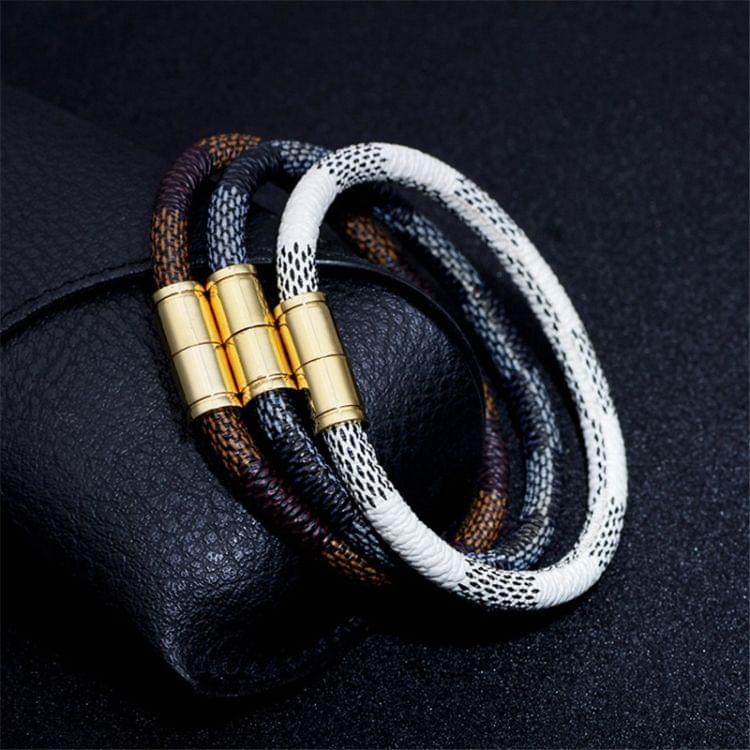 3pcs Stripe Leather Gold Magnet Bracelets Bracelet(brown)