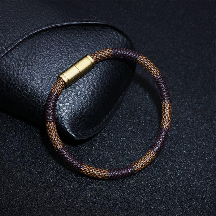 3pcs Stripe Leather Gold Magnet Bracelets Bracelet(brown)