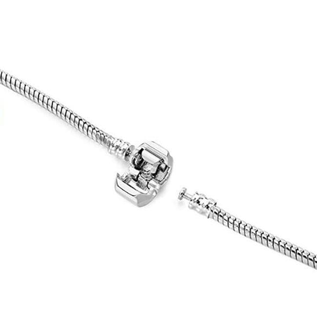 17-21cm Silver Snake Chain Link Bracelet Fit European Charm Pandora Bracelet, Length:17cm(Silver Plated)