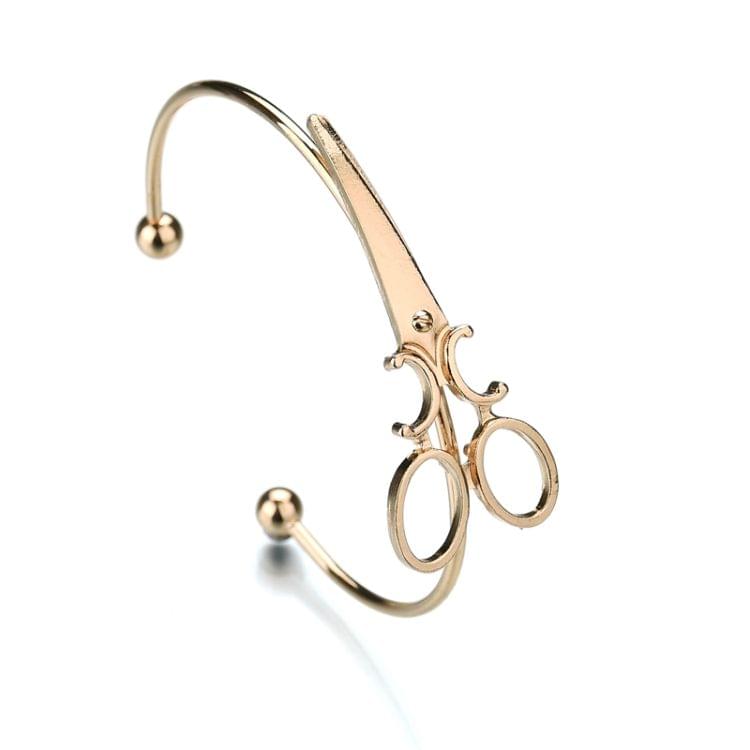 2 PCS Minimalist Openings Bracelets Scissors Bracelets Jewelry(Gold)