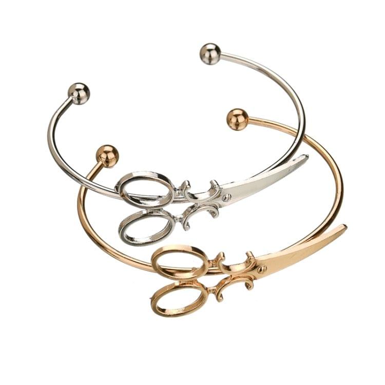 2 PCS Minimalist Openings Bracelets Scissors Bracelets Jewelry(Gold)