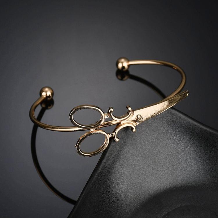 2 PCS Minimalist Openings Bracelets Scissors Bracelets Jewelry(Gold)