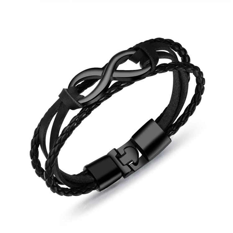 OPK Multilayer Weave Eternal 8-type Leather Bracelet for Men(Black)