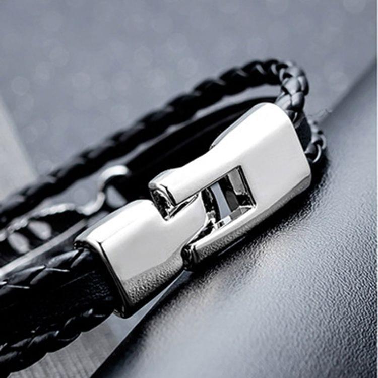 OPK Multilayer Weave Eternal 8-type Leather Bracelet for Men(Black)