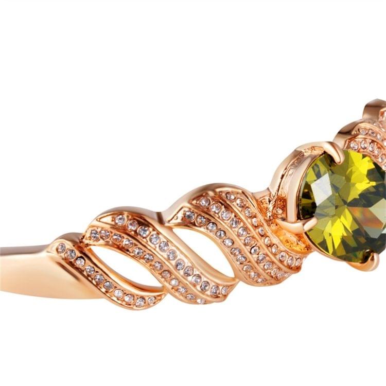 Gold-Plated Wavy Inlaid Zircon Inlay Green Crystal Buckle Bracelet