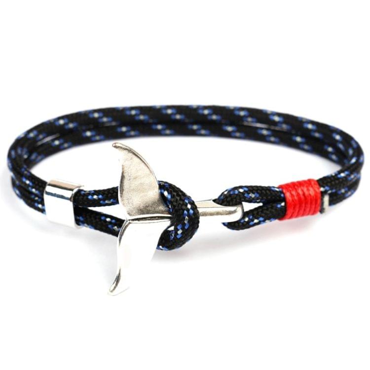 Whale Tail Anchor Charm Nautical Survival Rope Chain Bracelets(Red)