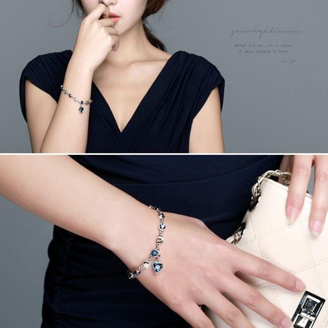 Fashion 12 Constellation Crystal Bracelets Gold-plated Anti-allergy Bracelet Jewelry(Baby Blue)