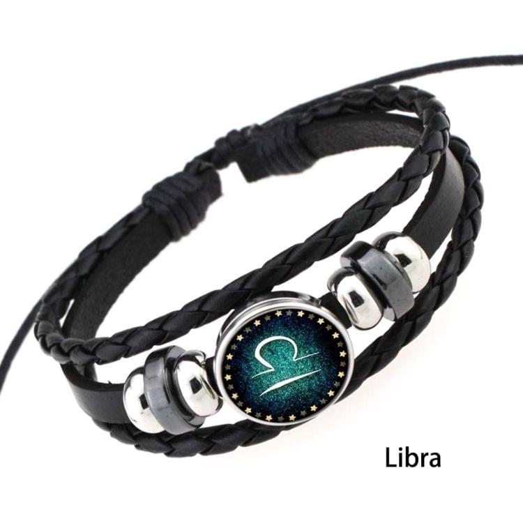 European and American Hand-knitted Beaded Retro DIY Bracelet Libra Constellation Leather Punk Fashion Bracelet